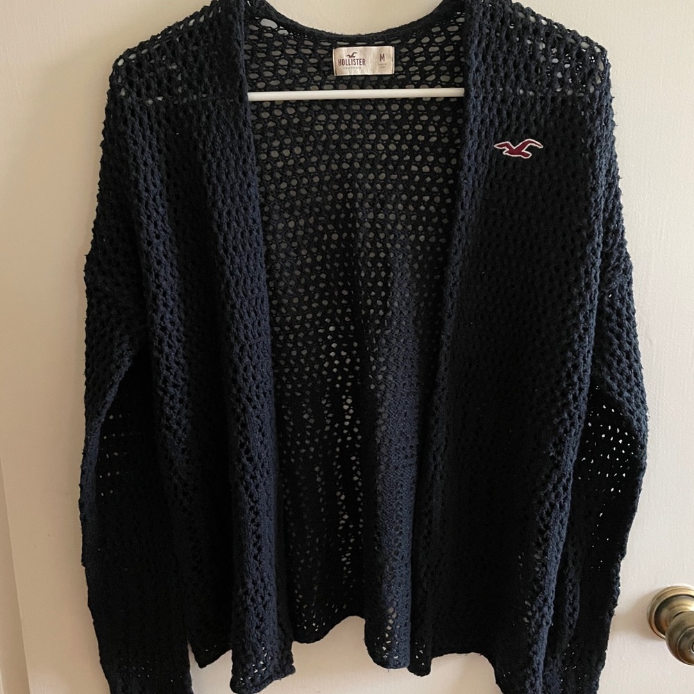 Hollister Co navy blue crochet cardigan sz medium